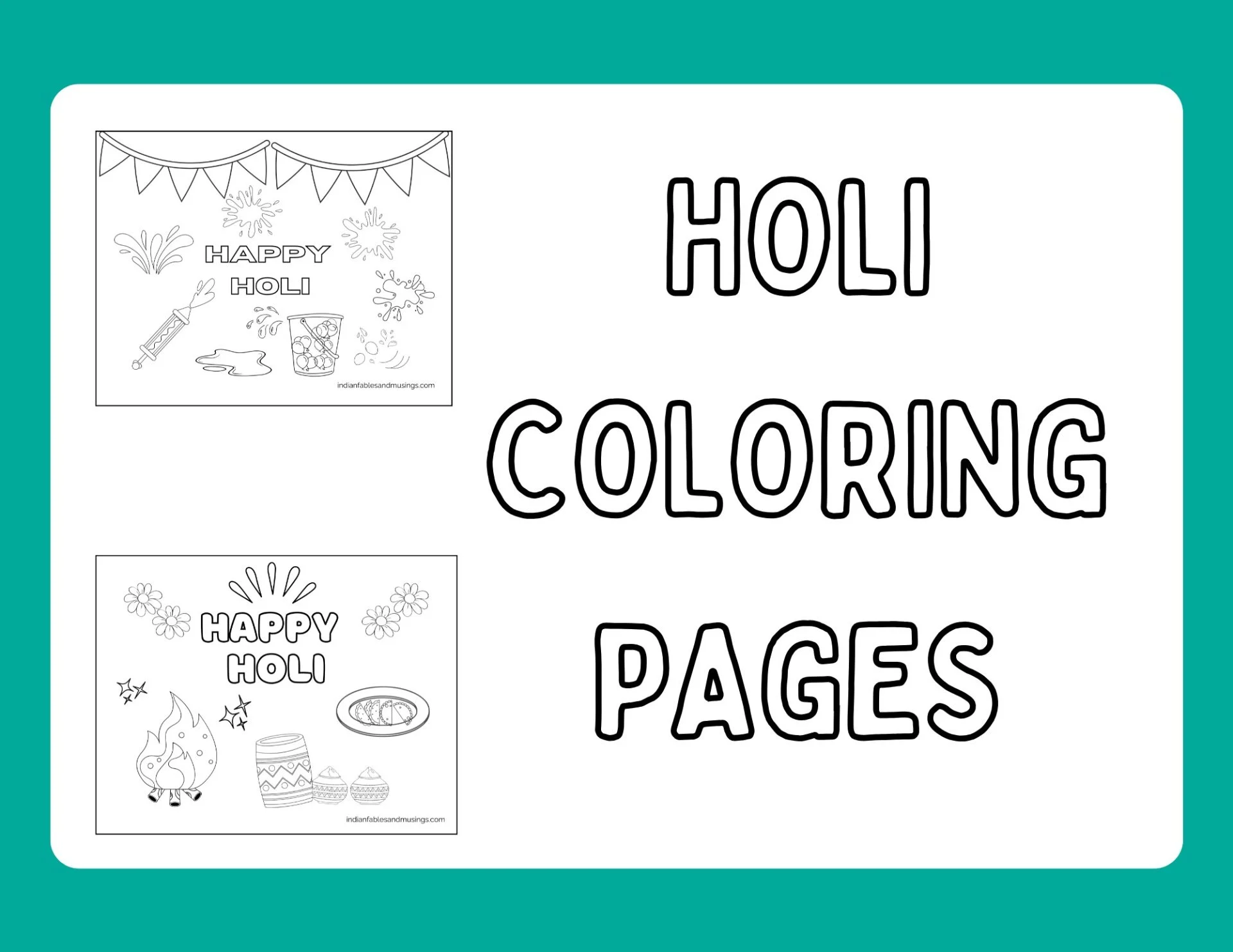 holi coloring pages for kids